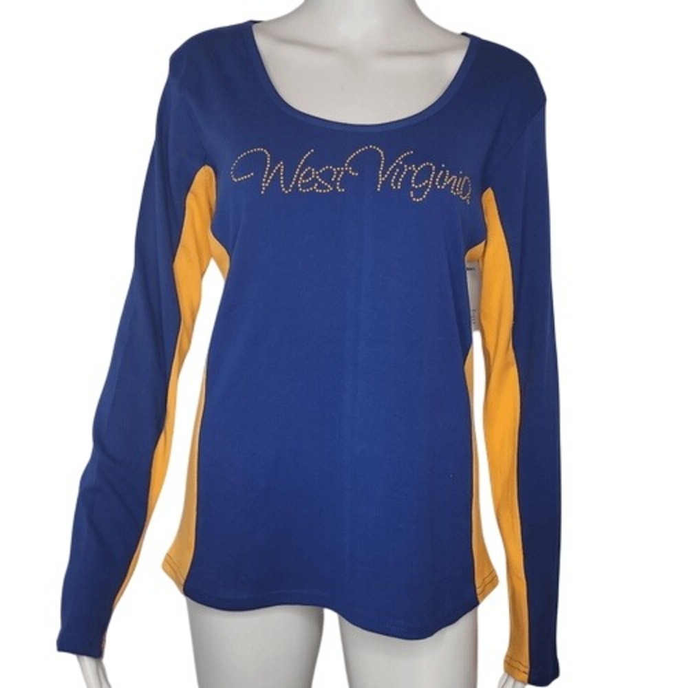Inspiretees Blue & Gold West Virginia‎  Long Sleeve Top